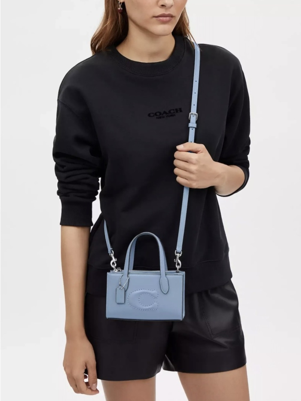 COACH mini Nina tote bag in light blue NWOT leather purse